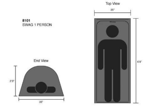 The floor plan, dimensions, and the cross section.