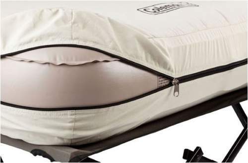 Sewn-in cover with zipper, designed to keep the mattress in place.