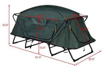 Tangkula tent cot - all dimensions