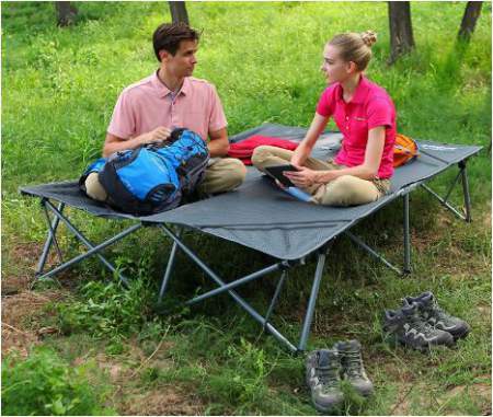 KingCamp Double Camping Cot in nature