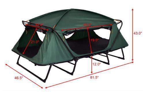 Here is the tent cot shown without the fly, and with all dimensions.