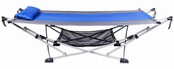 Mac Sports Fold Up hammock shown without canopy. This is how it would be used in a tent.