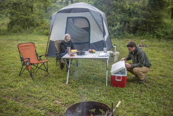 The Leisure chairs used in the camp. You see two existing colors. The tent is from the same brand, <a href=