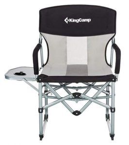 KingCamp Heavy Duty Compact Camping Folding Mesh Chair with Side Table