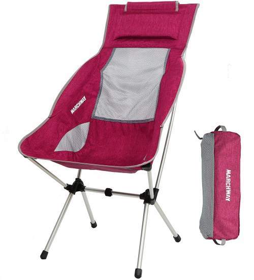 MARCHWAY Lightweight Folding High Back Camping Chair with Headrest.