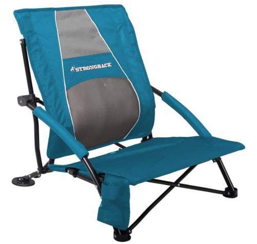 STRONGBACK Low Gravity Beach Chair with Lumbar Support.