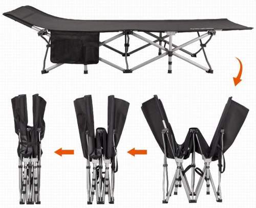 This is how the cot is folded, making it ready is in the opposite direction.