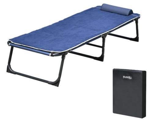 Purenity Comfort Folding Military Bed with its carry bag.