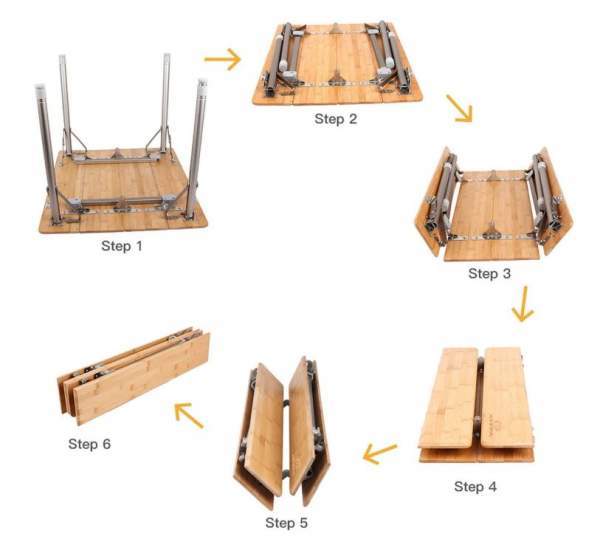 This is how the table folds. To get it ready just do the opposite.