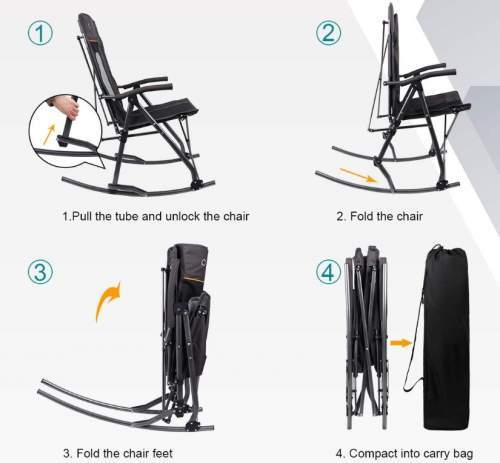The steps of folding the chair - it remains long in one dimension only.