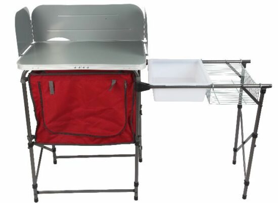 Deluxe Foldable Camping Kitchen Picnic Cupboard Bench Table Steel Windshield R1 