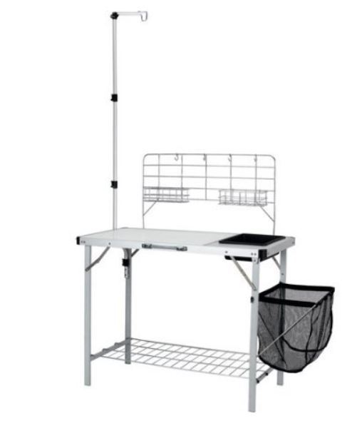 Ozark Trail Portable Camp Kitchen and Sink Table with Lantern Pole.