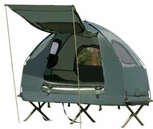 Tangkula 1-Person Tent Cot (Foldable Camping Tent with Air Mattress & Sleeping Bag)