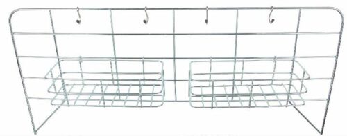 Vertical rack with storage elements.