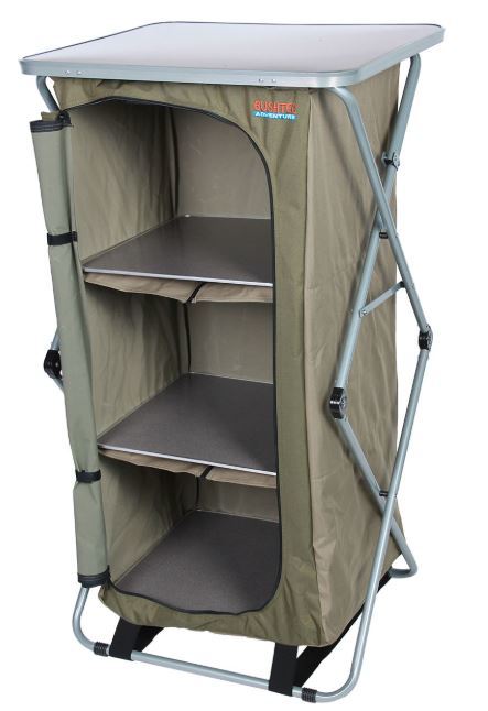 Bushtec Adventure Sierra Canvas Camp Cupboard, Camping Table or Outfitter Cupboard, Table