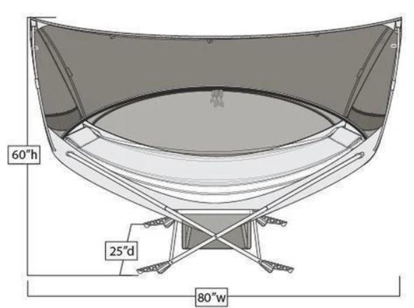 The dimensions with the canopy.