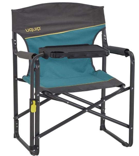 Uquip Woody Portable Folding Directors Chair with Tiltable Table.