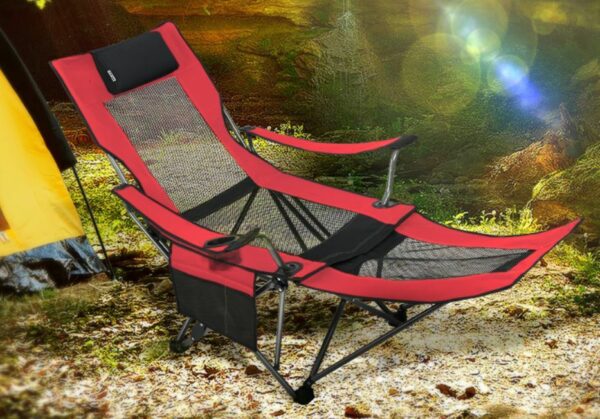OUTDOOR LIVING SUNTIME Camping Folding Portable Mesh Chair with Removable  Footrest | Best Tent Cots for Camping