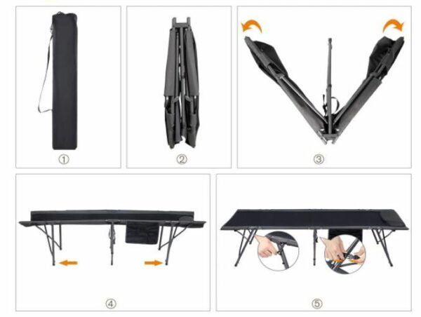 The steps of unfolding the cot.