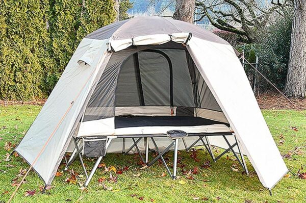 Timber Ridge 2 Person Quick Setup Full Fly Cot Tent On The Grass E1598463010970 