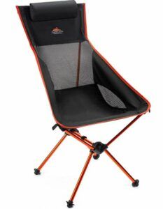 Cascade Mountain Tech Outdoor High Back Lightweight Camp Chair with Headrest