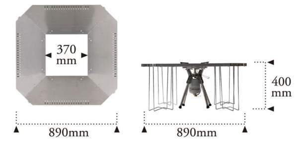 The dimensions in its second setup.