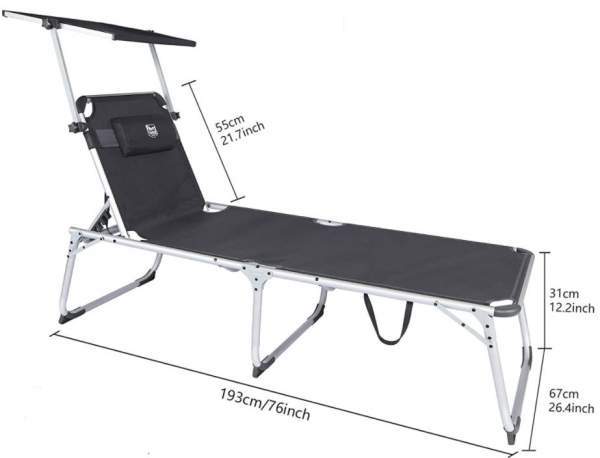 Dimensions typical for a camping cot.