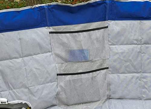 Mesh pouches on the backrest.