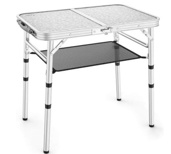 Sportneer Adjustable Height Camping Table with Mesh Layer
