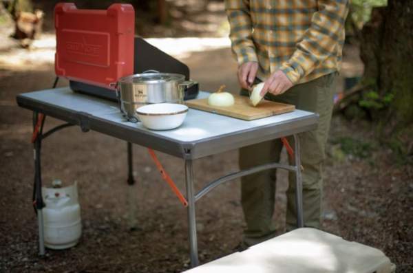 Large all-metal table.