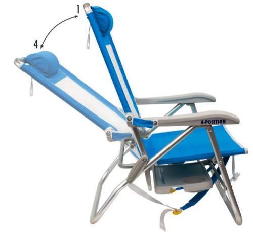 Reclining backrest with 4 positions.