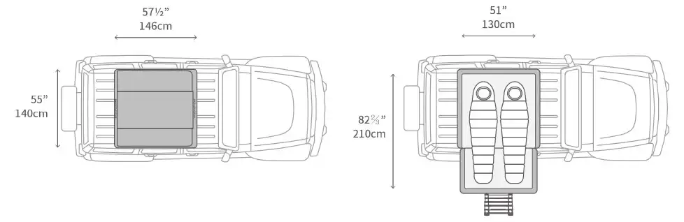 iKamper Skycamp 3.0 Mini box and inner dimensions.