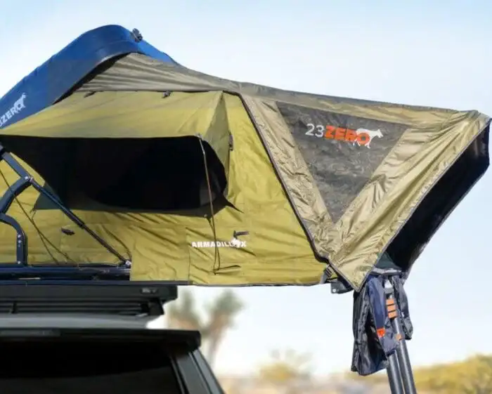 Armadillo X2 clamshell roof top tent by 23Zero.