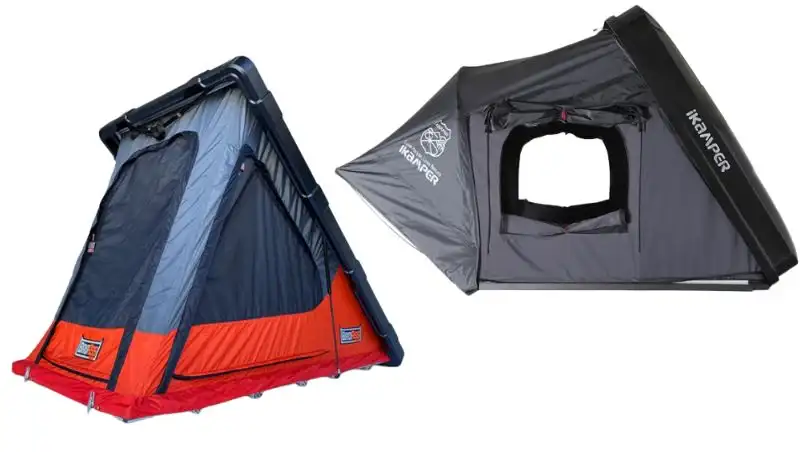 BadAss Rugged Clamshell Roof Top Tent vs iKamper Skycamp 3.0 2X top picture.