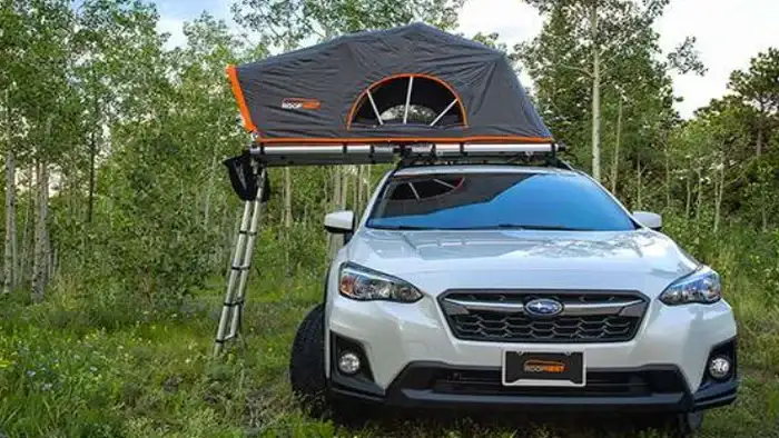 Roofnest Meadowlark roof top tent in the camp.