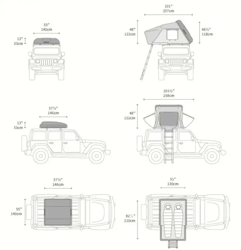 iKamper Skycamp 3.0 Mini dimensions.